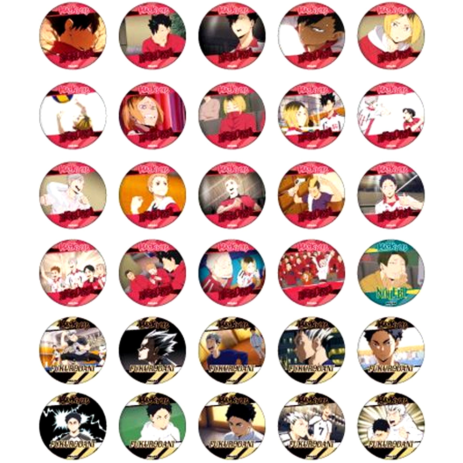 Set of 30 Haikyu!! Can Gacha 54mm 03. Trading Scene Shot Button 3 Nekoma Fukurodani Nohebi [USED]