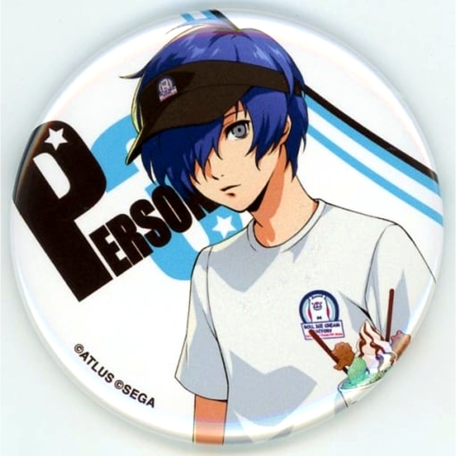 Male Protagonist Persona 3 Persona 25th Anniversary x Roll Ice Cream Factory Trading Button [USED]