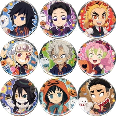 Demon Slayer: Kimetsu no Yaiba Shinobu Kocho & Others Random Can Badge Group B Ufotable Cafe X Machi Asobi Cafe Halloween Event 2021 Limited All 9 Types Set Buttons [USED]