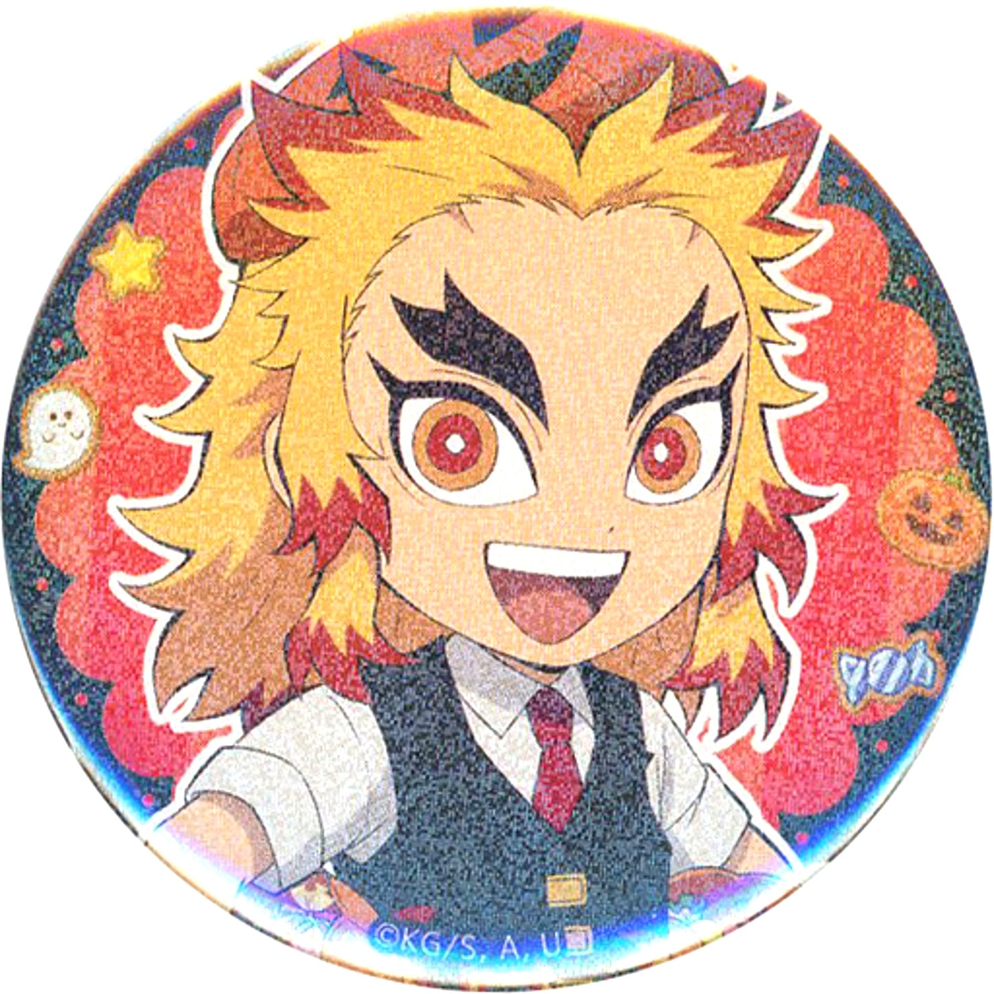 Kyojuro Rengoku Glitter Demon Slayer x ufotable Cafe / Machi Asobi Cafe Halloween Event 2021 57mm Random Button Group B [USED]