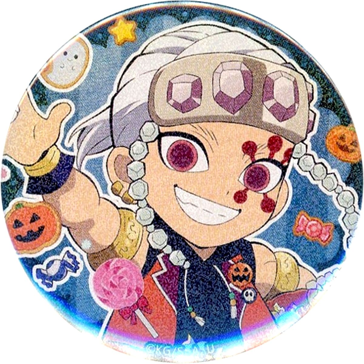 Tengen Uzui Demon Slayer: Kimetsu no Yaiba ufotable Cafe Machi Asobi CAFE Halloween Event 2021 Glitter 57mm Random Button Group B [USED]