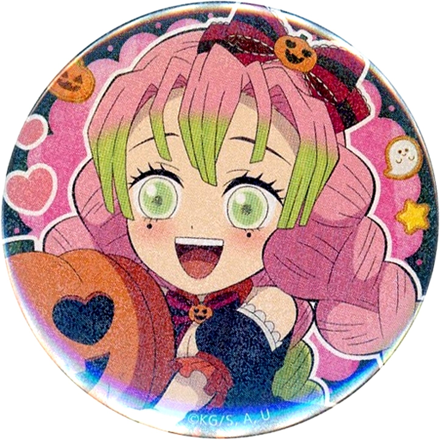 Mitsuri Kanroji Glitter Demon Slayer Kimetsu no Yaiba x ufotable Cafe Machi Asobi Cafe Halloween Event 2021 57mm Random Button Group B [USED]