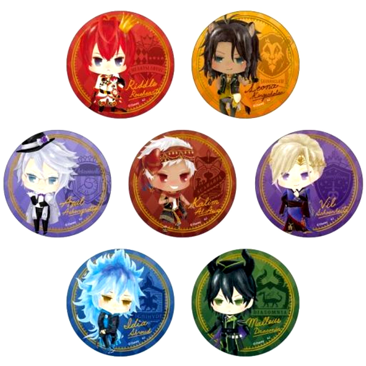 Set of 7 Disney Twisted Wonderland Trading Button [USED]