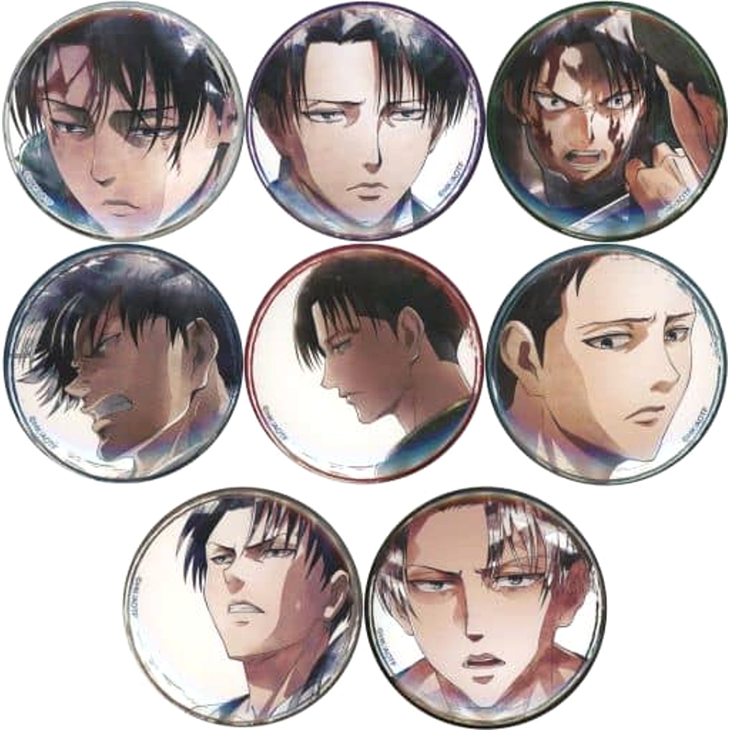 Levi Ackerman Attack on Titan All 8 Types Set Chara Badge Collection Art-Pic Levi [USED]