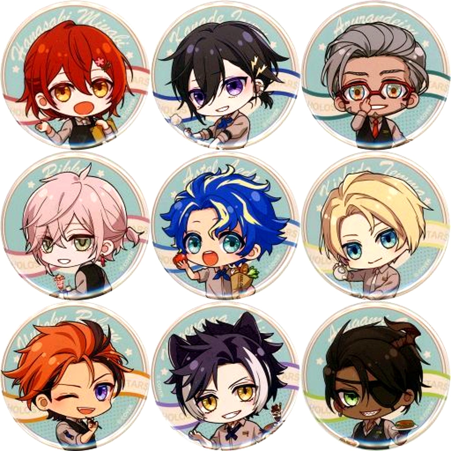 Set of 9 Group Holostars Hololive SD Trading Button Cafe in E-DINER Ikebukuro [USED]