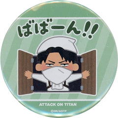 Attack on Titan X Irasutoya Levi Ackerman Babaan!! Good Luck! Trading Can Badge Buttons [USED]