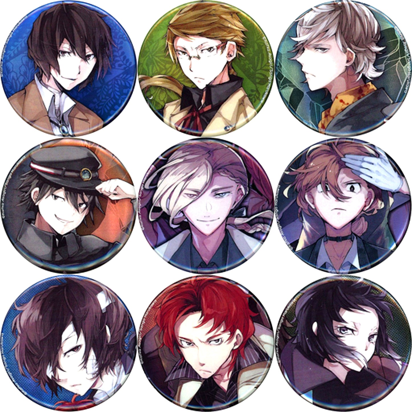 Set of 9 Bungo Stray Dogs Trading Hologram Button Novels Ver. [USED]