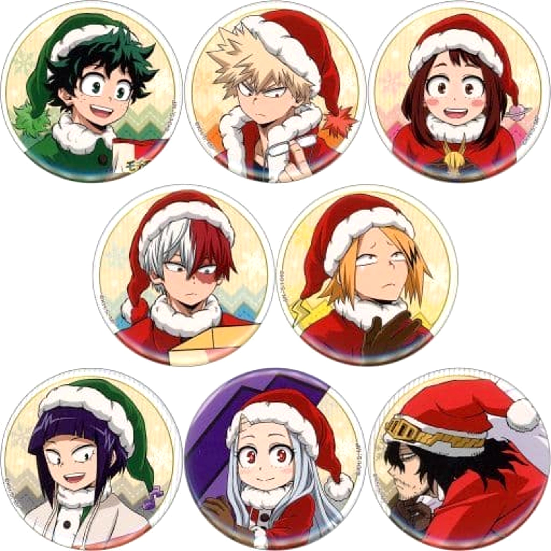 My Hero Academia Izuku Midoriya & Others Character Badge Collection Merry re! Christmas! All 8 Types Set Buttons [USED]