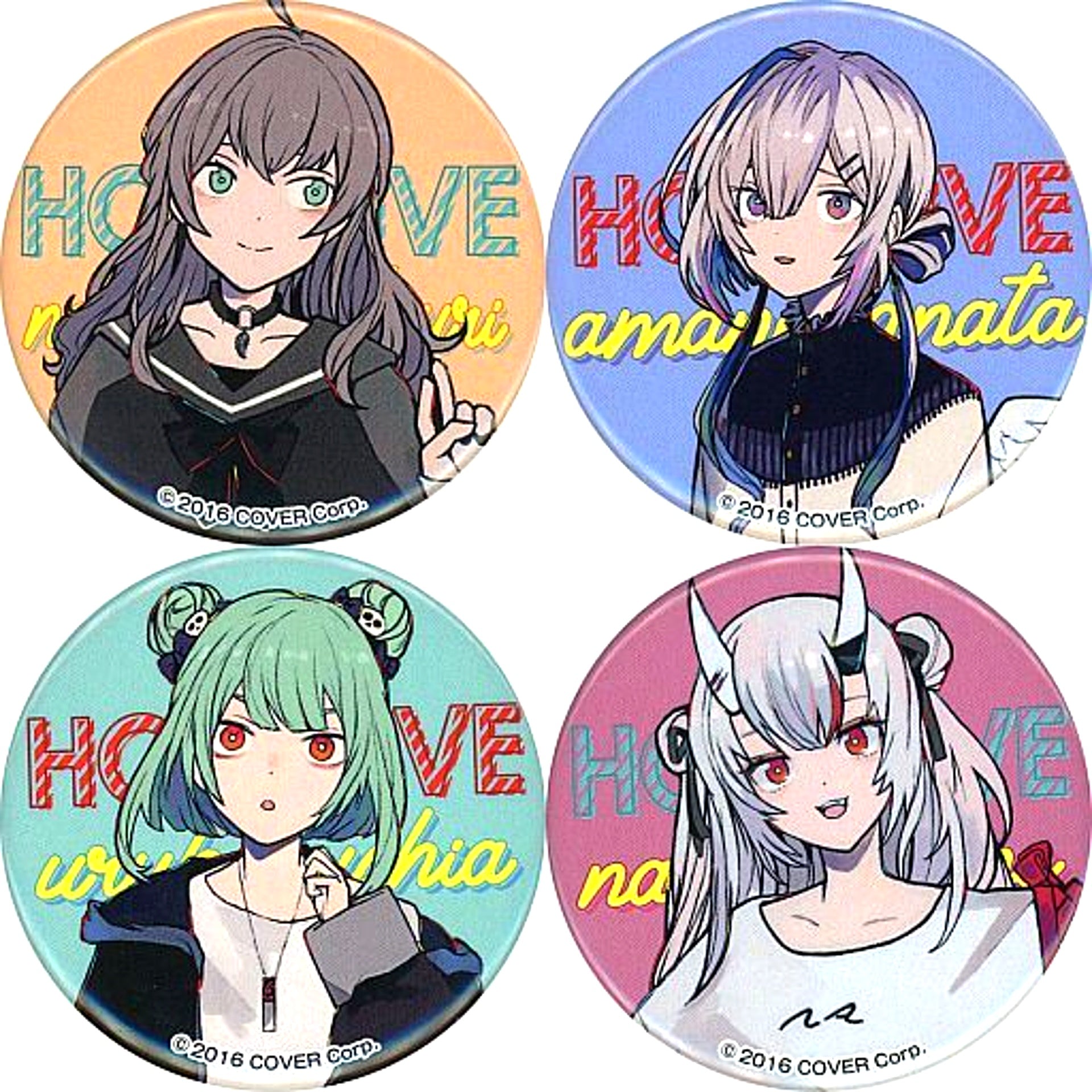 Group Button Set of 4 Virtual YouTuber Hololive Village Vanguard Limited [USED]