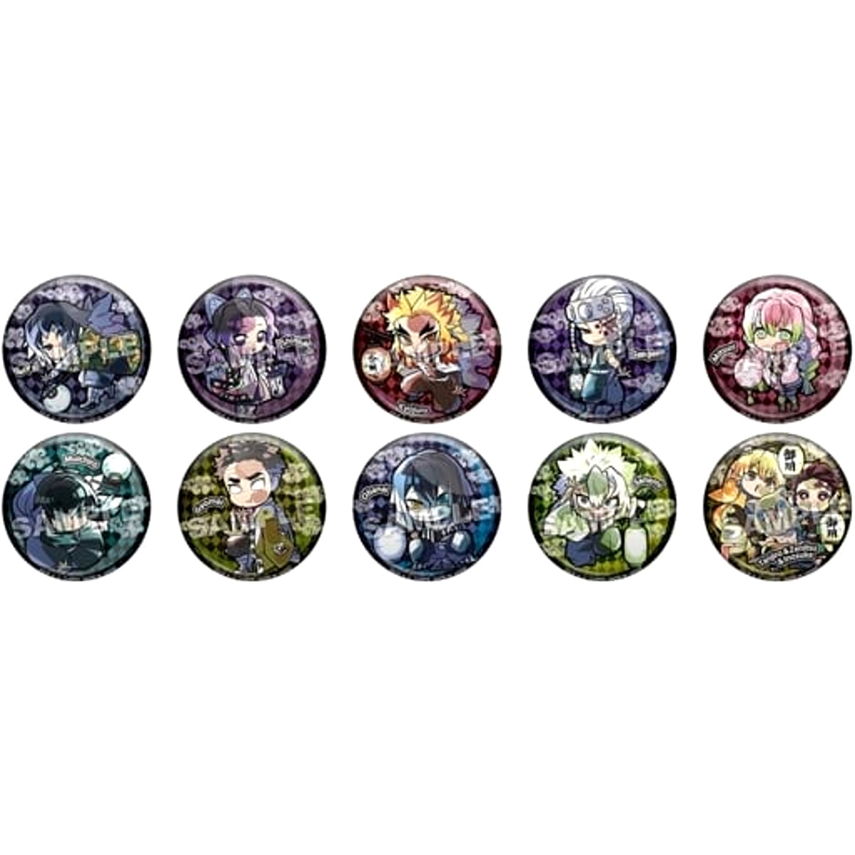 Demon Slayer: Kimetsu no Yaiba Shinobu Kocho & Others Pita! Deformed Night Watch All 10 Types Set Buttons [USED]