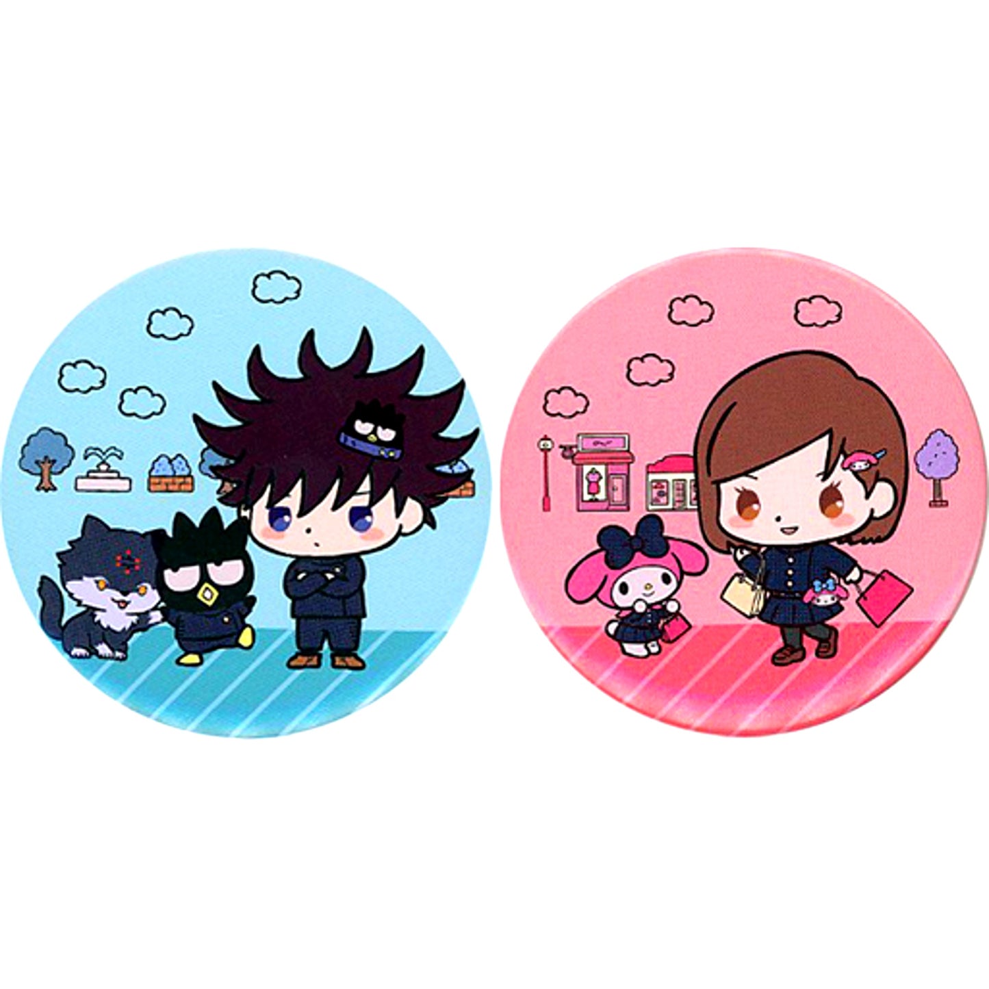 Megumi Fushiguro x Bad Badtz-Maru Nobara Kugisaki x My Melody Jujutsu Kaisen x Sanrio Characters Button Set [USED]