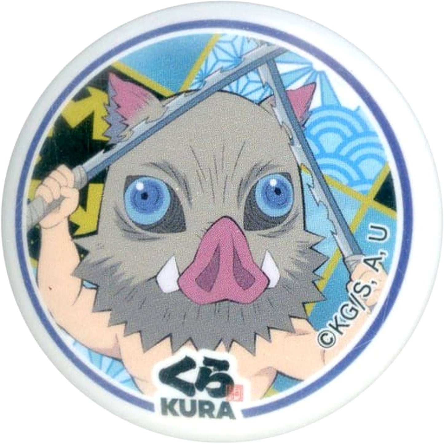 Inosuke Hashibira Demon Slayer: Kimetsu no Yaiba Bikkurapon Mini Character Button Muten Kura Sushi Limited [USED]