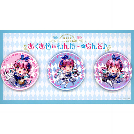 Set of 3 Minato Aqua Hololive Aqua Iro in Wonder Land Button Minato Aqua One Man Live 2022 [USED]
