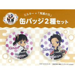 Milky X Demon Slayer: Kimetsu no Yaiba Shinobu Kocho Kanao Tsuyuri Can Badge 2 Types set Buttons [USED]
