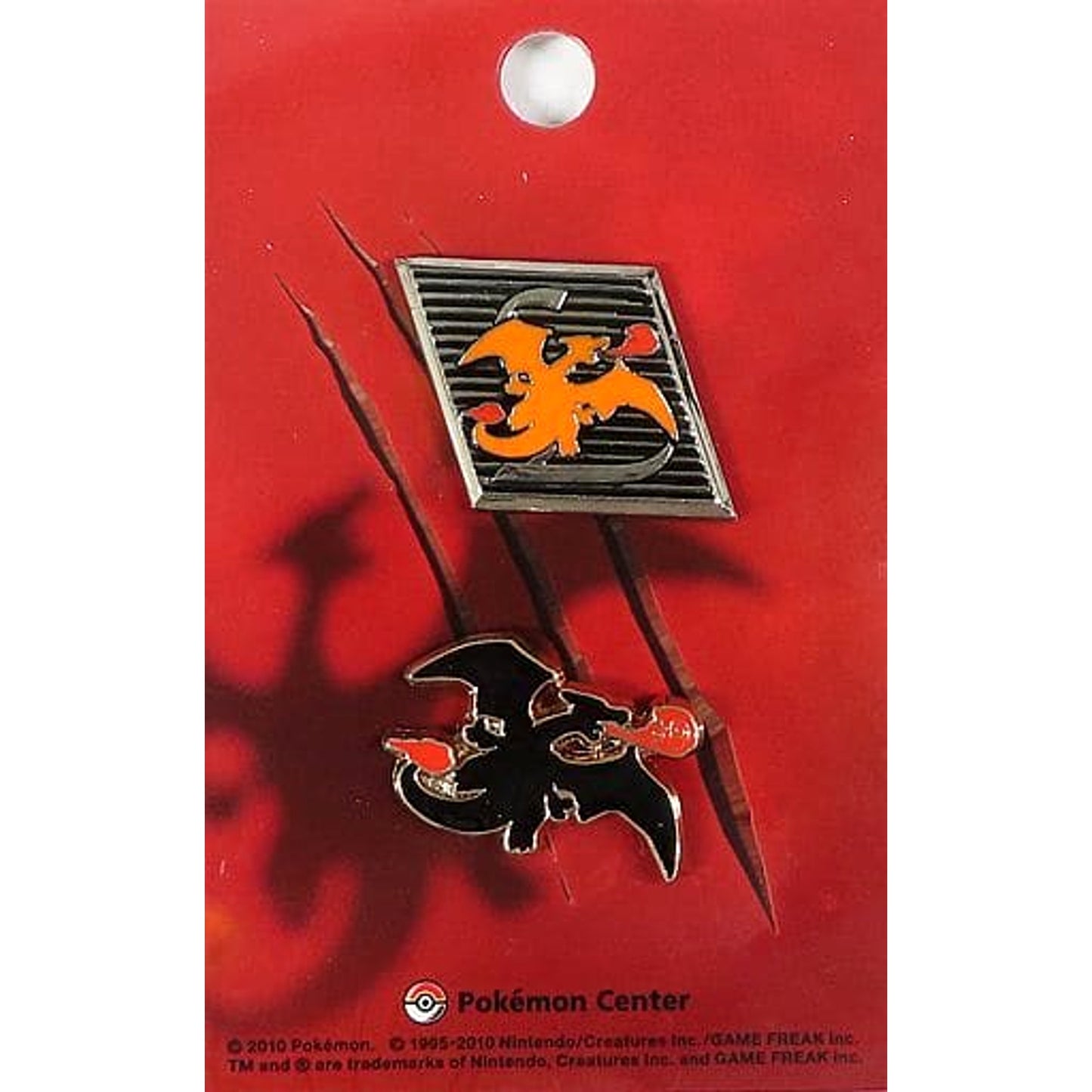 Pokemon Charizard Silhouette Metal Pins Set Pokemon Center Limited Set of 2 Pins [USED]