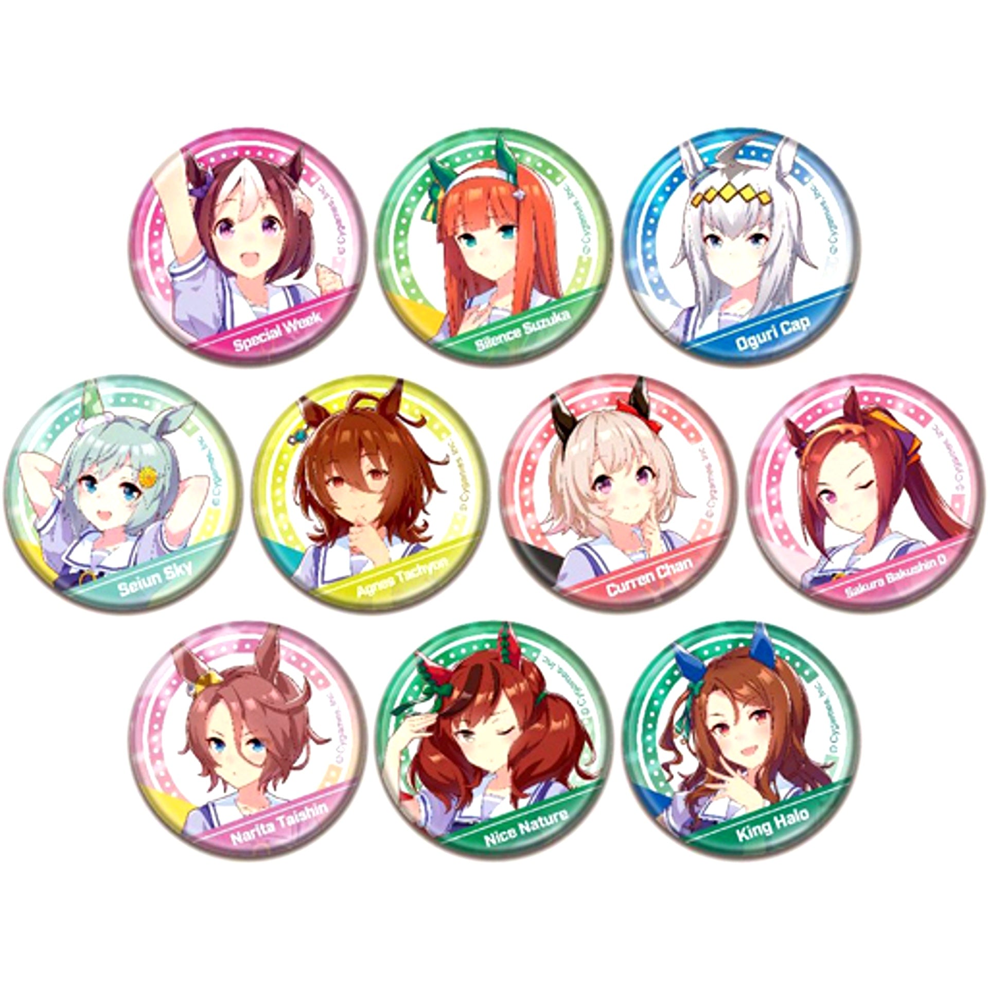 Set of 10 Uma Musume Pretty Derby CAN Button A [USED]