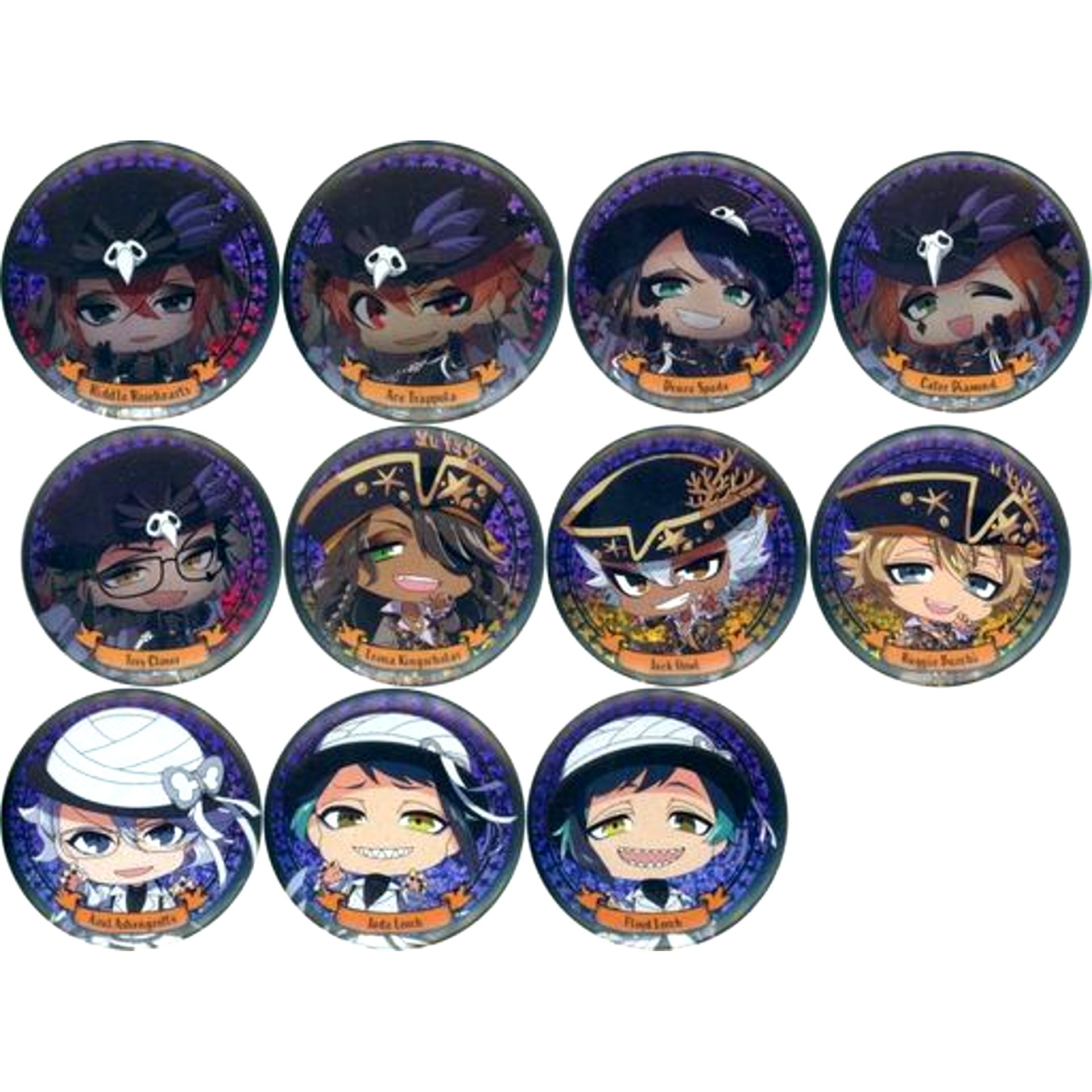 Set of 11 Disney Twisted-Wonderland Character Button Collection Halloween Ver. A-BOX [USED]