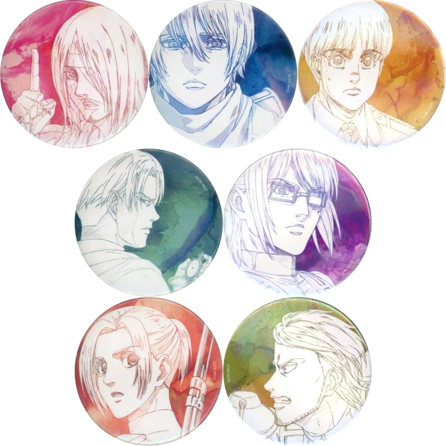 Attack on Titan The Final Season Ellen Yeager & Others Can Badge Collection Mappa Showcase 10th Anniversary Limited All 7 Types Set Buttons [USED]