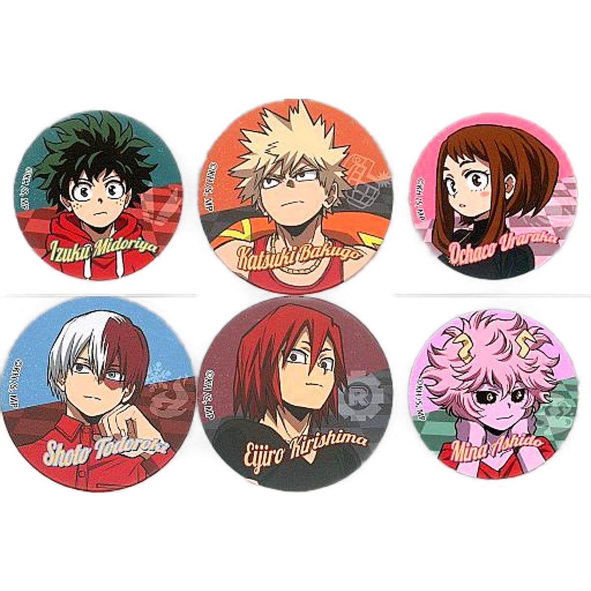 My Hero Academia Izuku Midoriya & Others Trading Mat Can Badge JF2022 Ver. All 6 Types Set Buttons [USED]