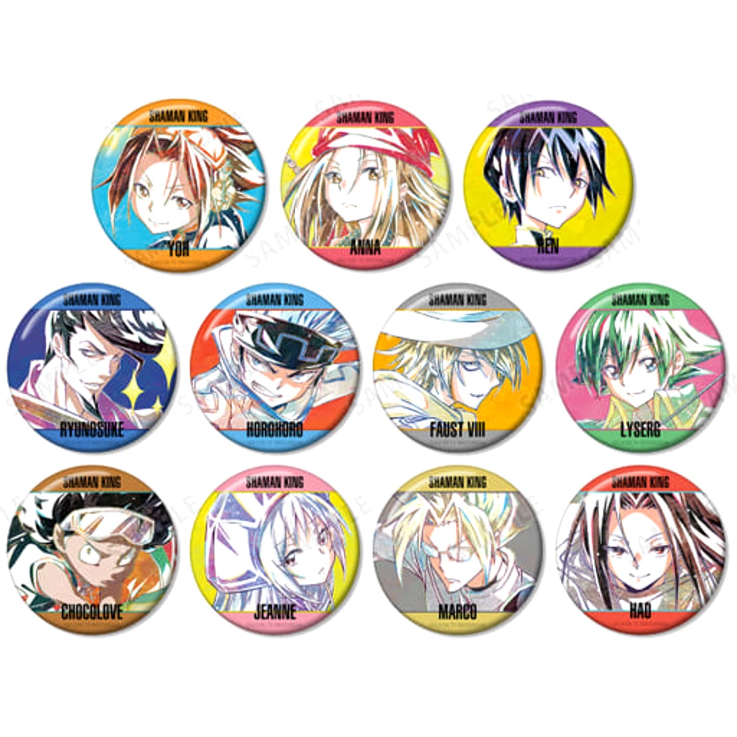 Shaman King You Asakura & Others Ani-Art Trading Can Badge All 11 Types Set Buttons [USED]