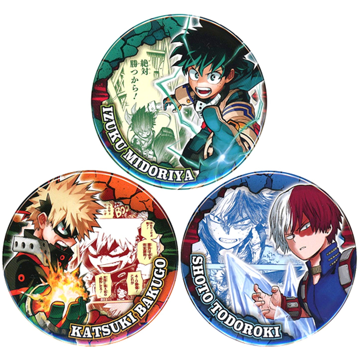 Set of 3 Izuku Midoriya Katsuki Bakugo Shoto Todoroki My Hero Academia Collection Button Jump Festa 2022 Limited [USED]
