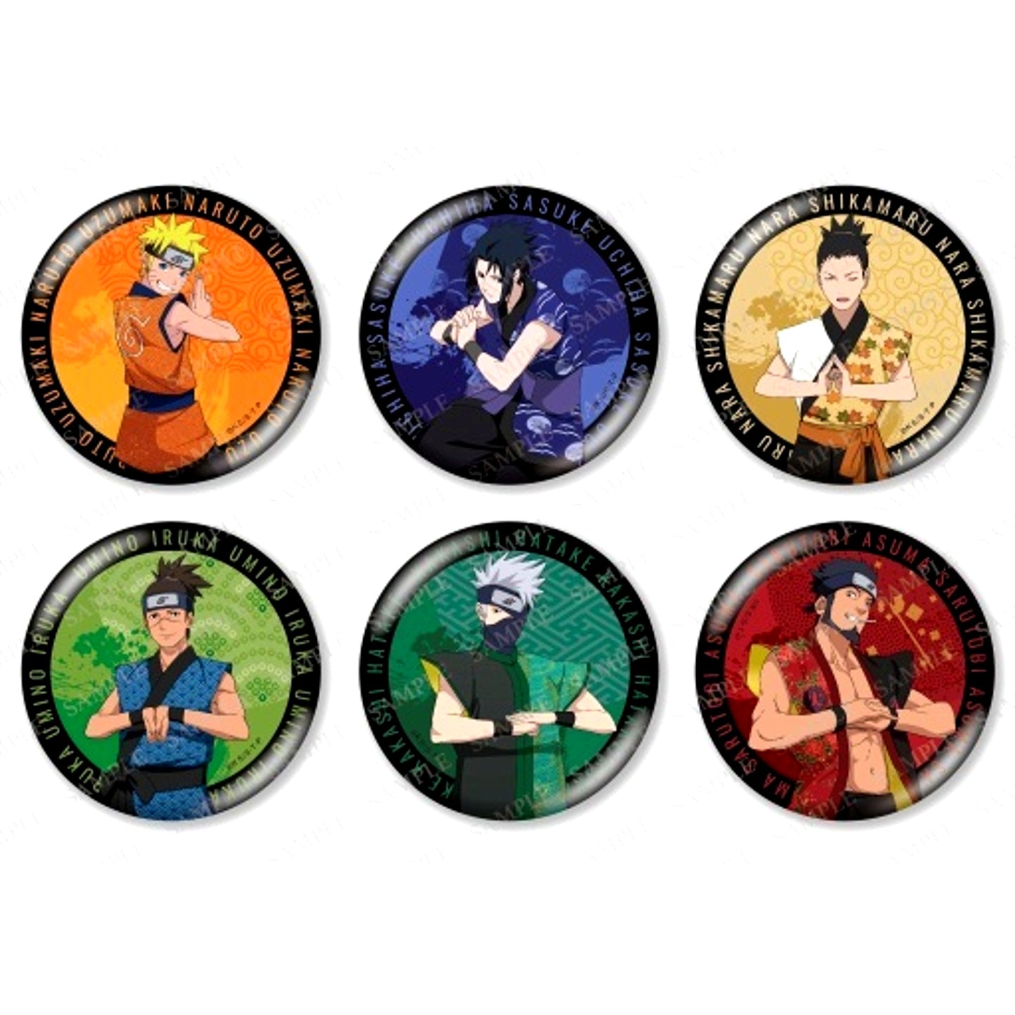 Set of 6 Naruto Shippuden Big Glitter Button Collection Seal Ver. [USED]