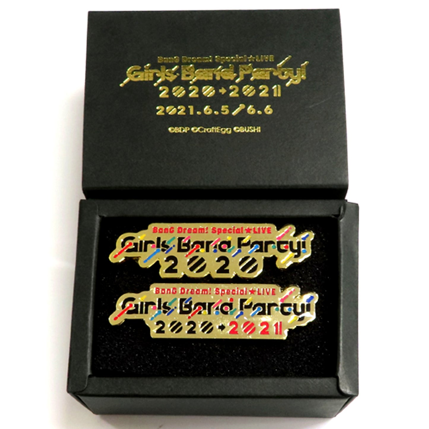 Set of 2 Event Logo BanG Dream! Special LIVE Girls Band Party! 2020->2021 Memorial Pins Set FC Limited [USED]