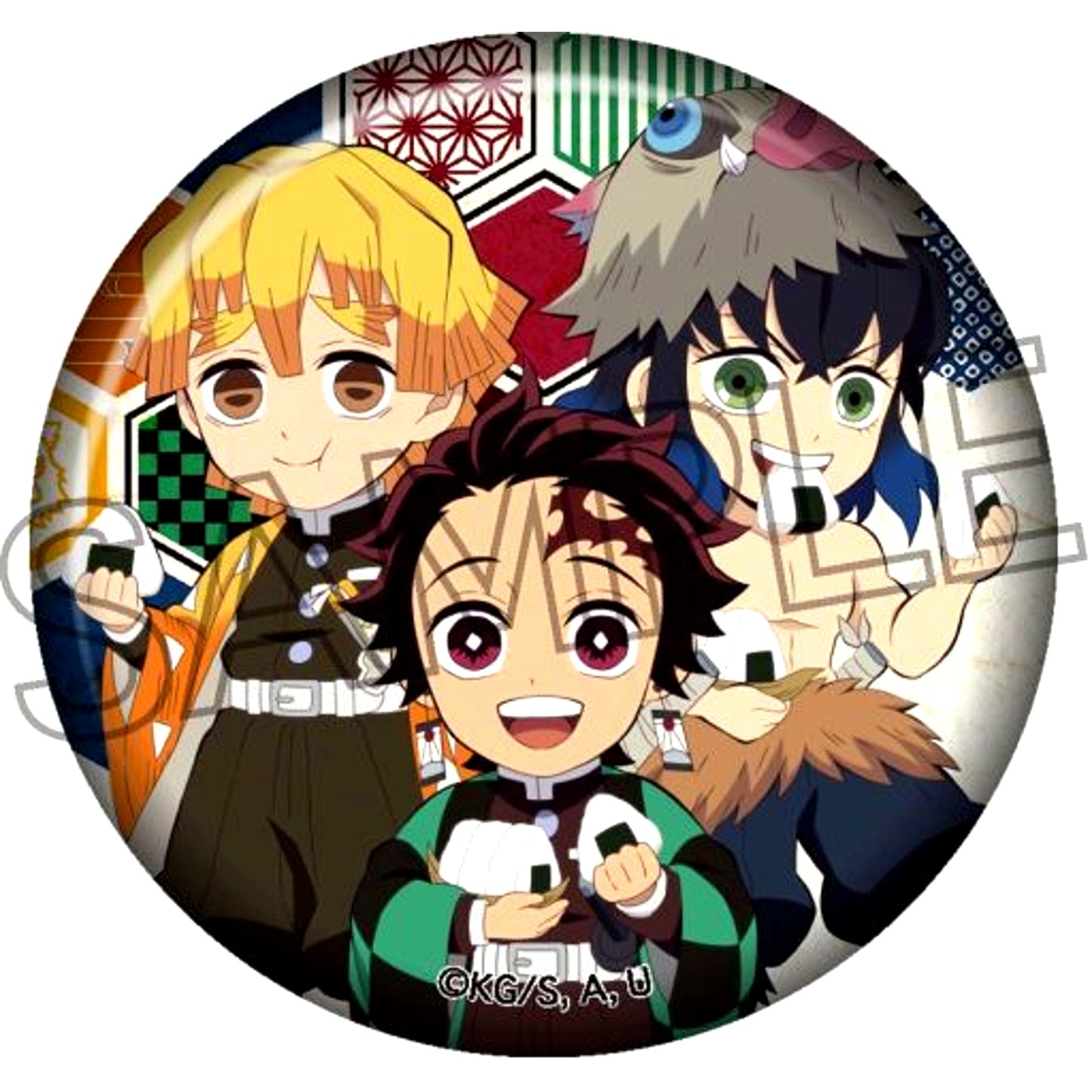 Tanjiro Kamado & Zenitsu Agatsuma & Inosuke Hashibira Demon Slayer: Kimetsu no Yaiba Kaido Aruki Series Button Vol.2 [USED]