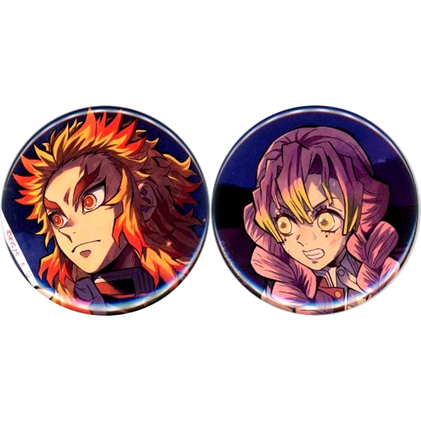 Kyojuro Rengoku Mitsuri Kanroji Vol. 2 Kyojuro Rengoku Mission Illustration Button Set TV Anime Demon Slayer Mugen Train Arc ufotable Cafe Machi Asobi Cafe [USED]