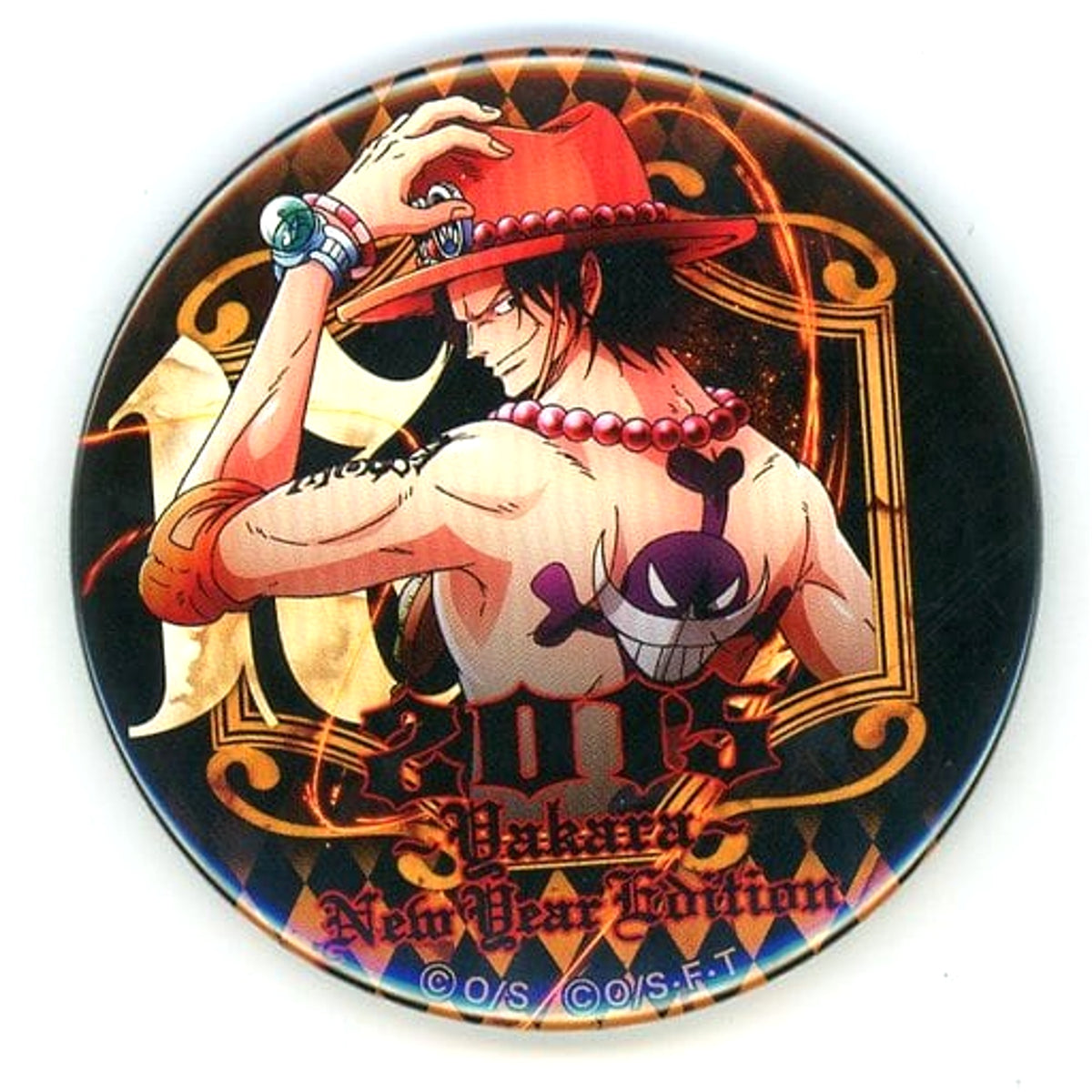 One Piece Portgas D. Ace Pirate Bag 2015 Yakara Can Badge Pirate Bag Limited Ver. Buttons [USED]