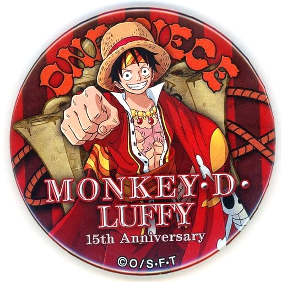 One Piece Monkey D. Luffy 15th Anniversary Can Badge Buttons [USED]