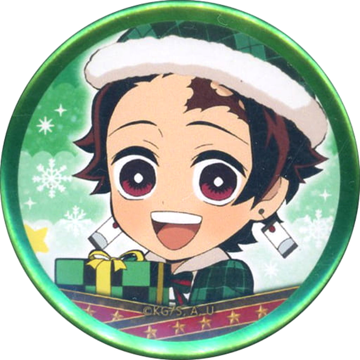 Demon Slayer: Kimetsu no Yaiba Tanjiro Kamado Random Mylar Ring Can Badge ufotable cafe Christmas Event 2021 Limited Buttons [USED]