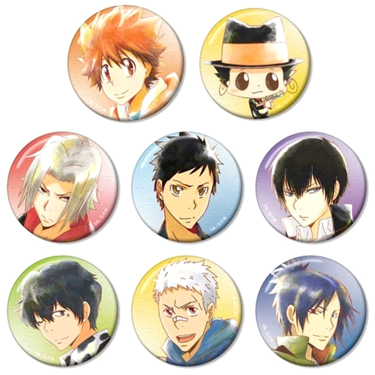 Reborn! Tsunayoshi Sawada & Others Ani-Art Aqua Label Trading Can Badge Ver.A All 8 Types Set Buttons [USED]
