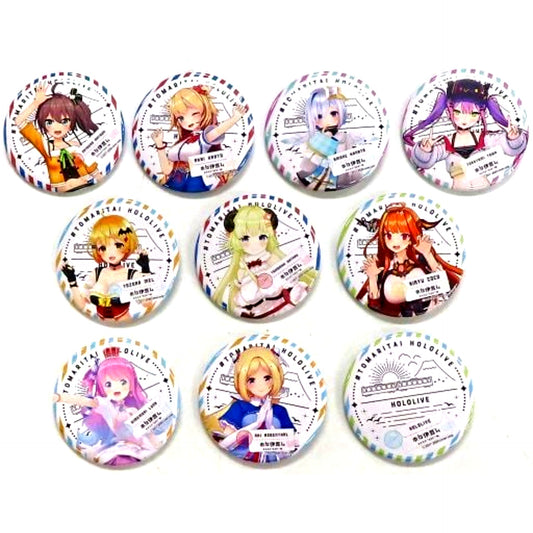 Set of 10 Group A Hololive Button Izu Travel Project Holo Izu mu [USED]