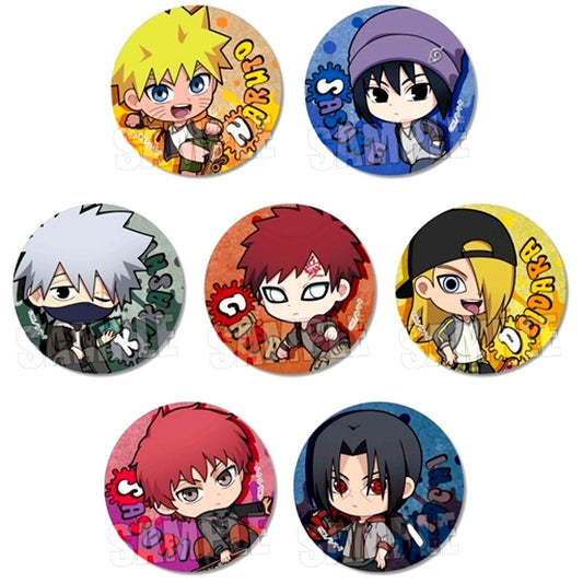 Set of 7 Naruto Shippuden Trading Button Skater ver. Chibi [USED]
