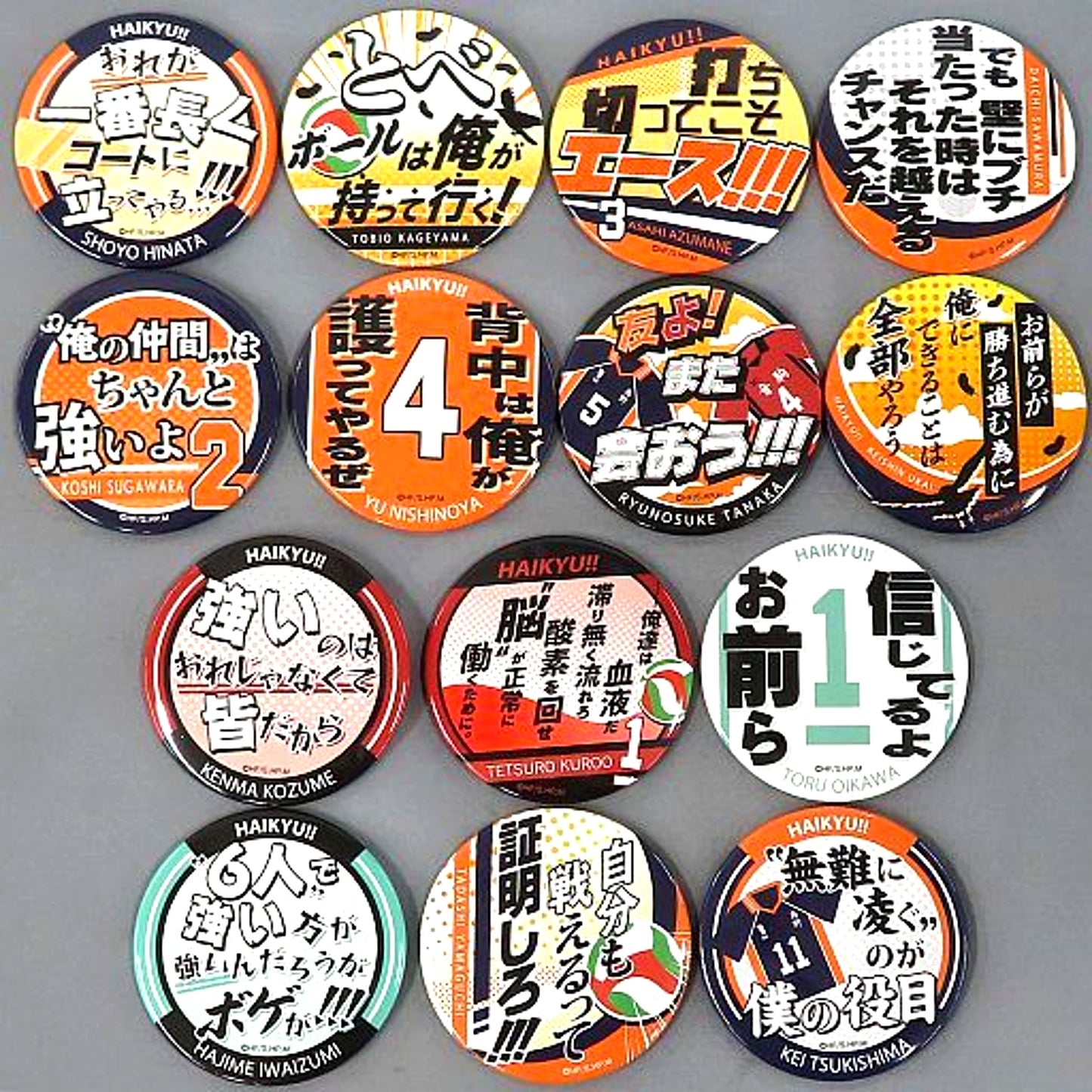 Set of 14 Haikyu Store Famous Quote Character Button Collection [USED]