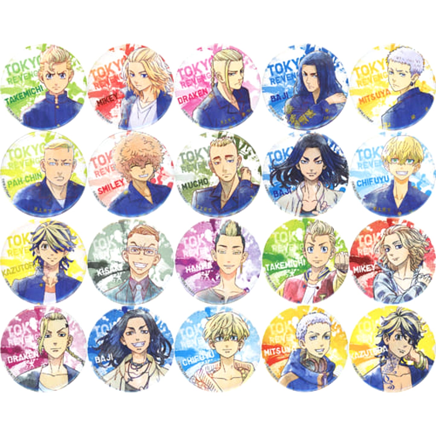 Tokyo Revengers Keisuke Baji & Others Good Luck! Trading Can Badge Vol.2 All 20 Types Set Buttons [USED]