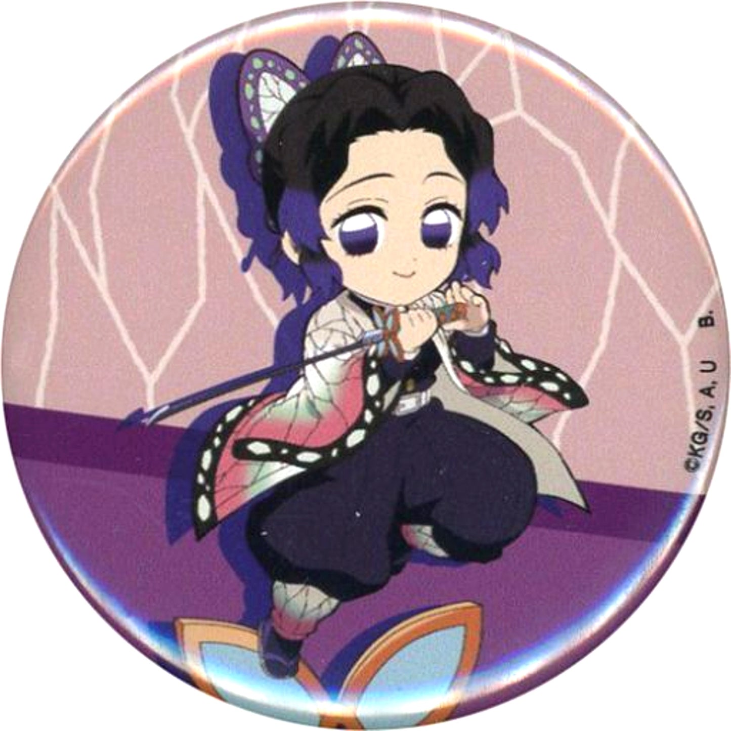 Shinobu Kocho Close-up Design Demon Slayer: Kimetsu no Yaiba Hapikuro! Chokonto Nokkari Mini Character Button [USED]