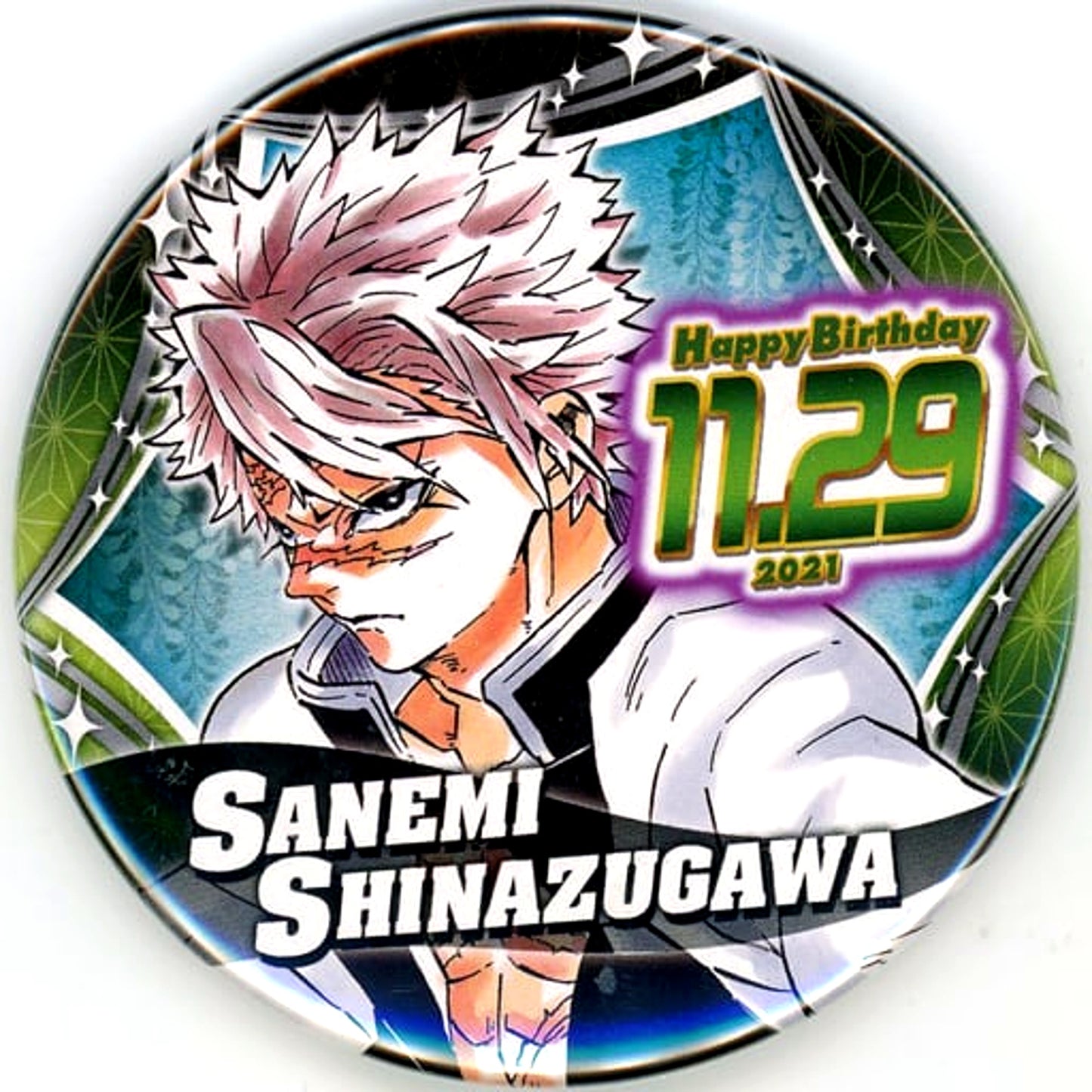 Sanemi Shinazugawa Demon Slayer: Kimetsu no Yaiba Birthday Button 2021 [USED]