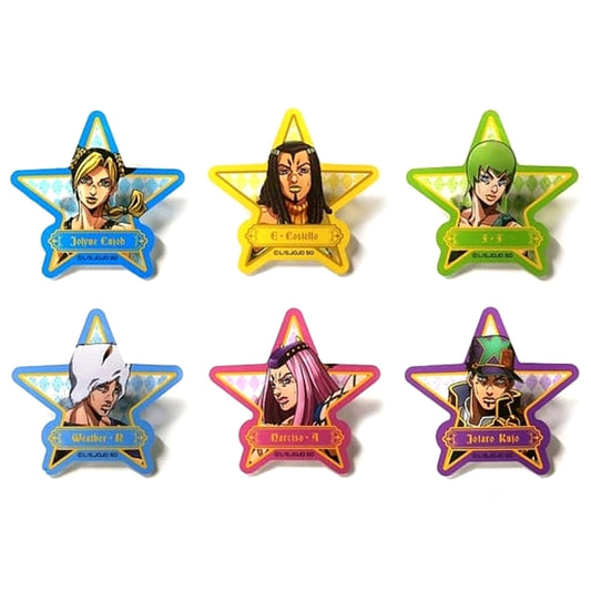 Cujoh Jolyne & Others JoJo's Bizarre Adventure Part 6: Stone Ocean All 6 Types Set Star-Shaped Glitter Acrylic Badge [USED]