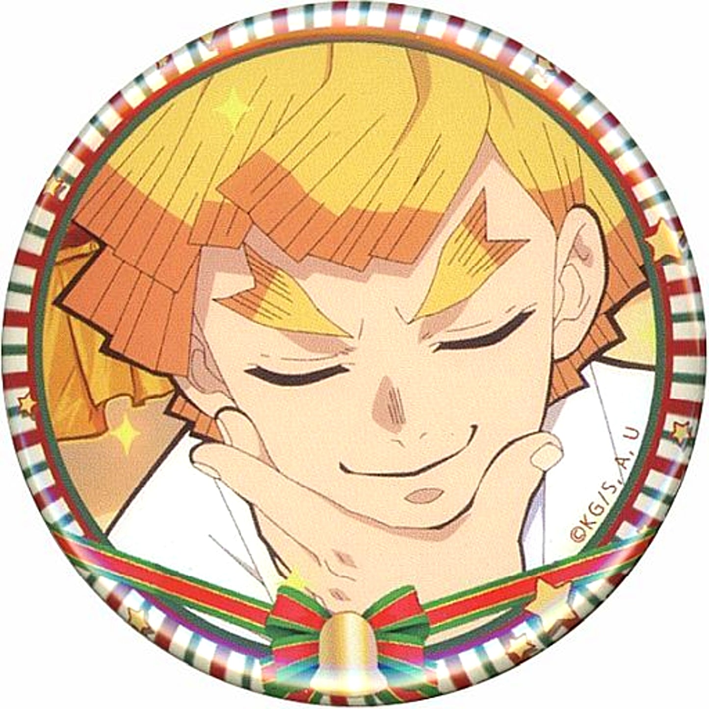 Zenitsu Agatsuma Determined Face Demon Slayer Entertainment District Kimetsu Academy Story Christmas x ufotable Cafe Machi Asobi CAFE 57mm Random Button [USED]