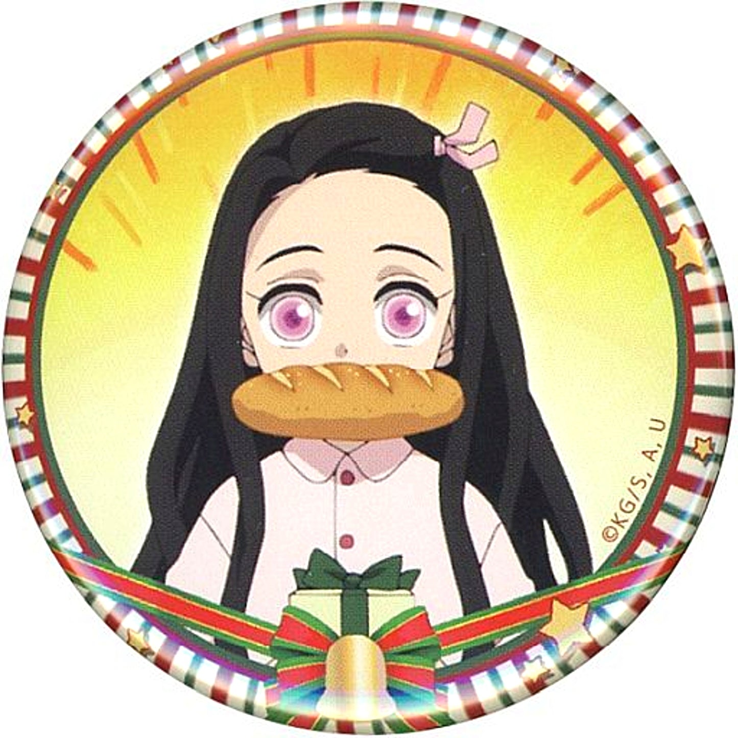 Nezuko Kamado Demon Slayer Entertainment District Arc Kimetsu Academy Christmas x ufotable Cafe Machi Asobi CAFE 57mm Random Button [USED]