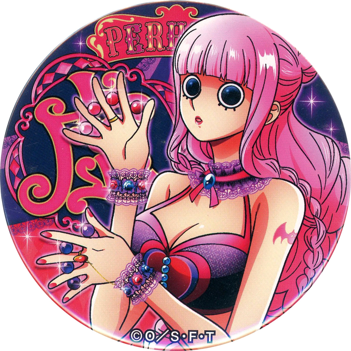 One Piece Perona Yakara Can Badge Part 13 CIRCUS Buttons [USED]