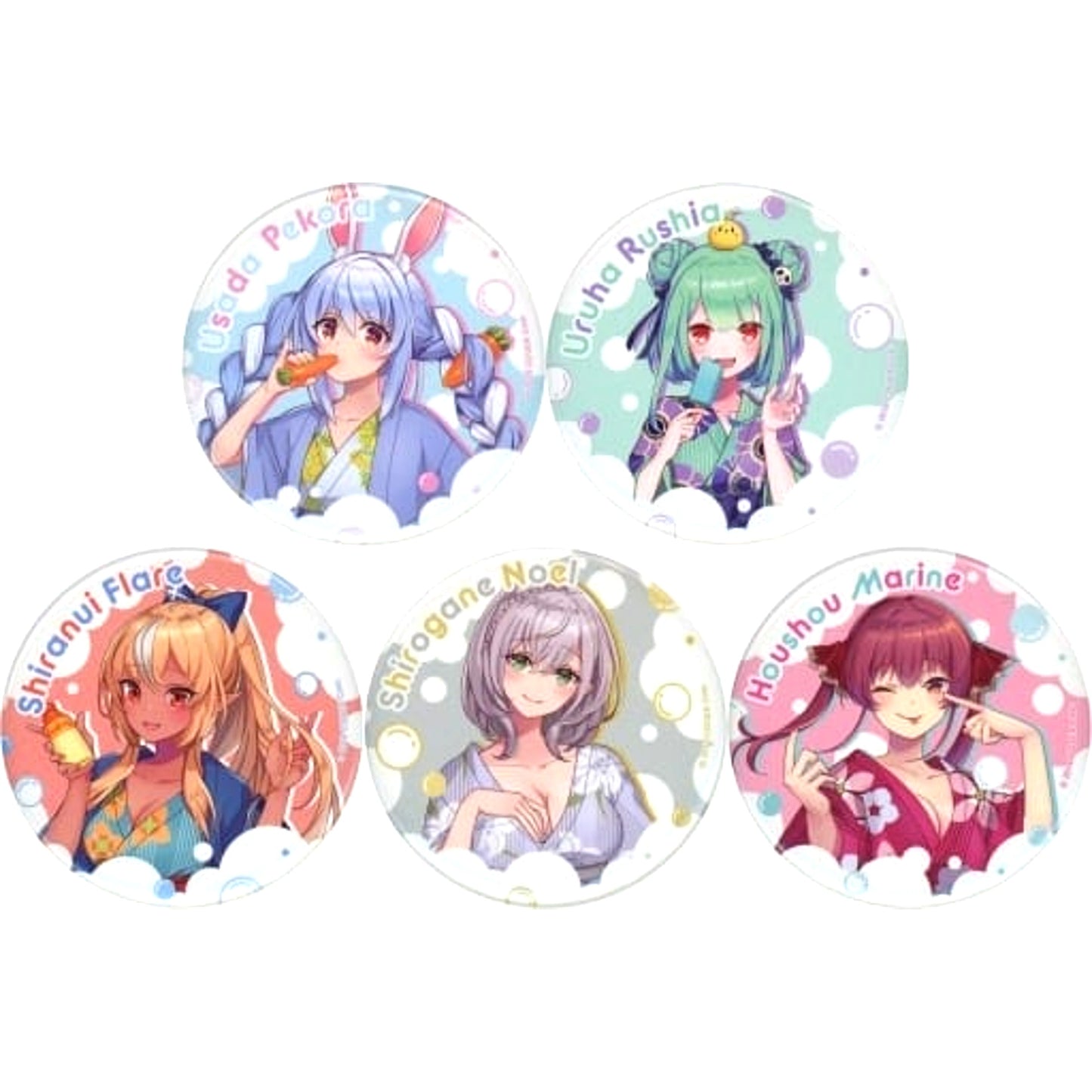 hololive x Gokurakuyu RAKU SPA Floralive Trading Button Yukata Ver. Set of 5 [USED]