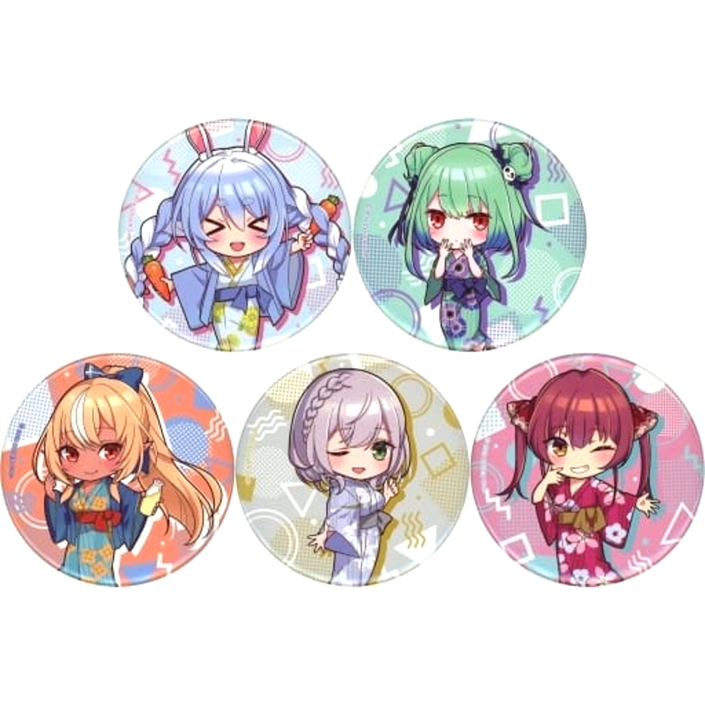 hololive x Gokurakuyu RAKU SPA Floralive Trading Button Chibi Ver. Set of 5 [USED]