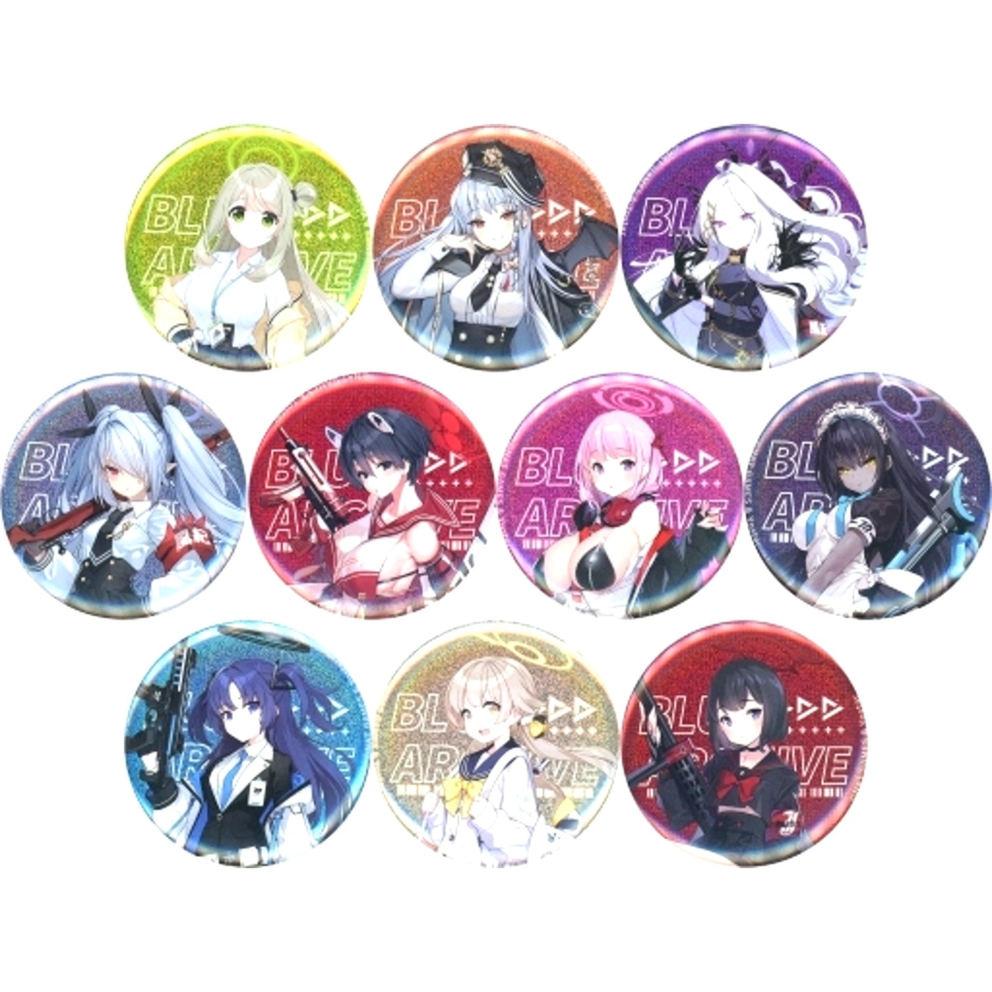 Set of 10 Blue Archive 1st ANNIVERSARY FAIR in animate Character Badge Collection Vol.1 [USED]