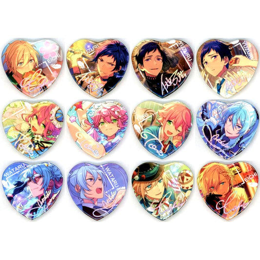 Set of 12 Ensemble Stars! Wish Hologram Heart Button fine China Limited [USED]