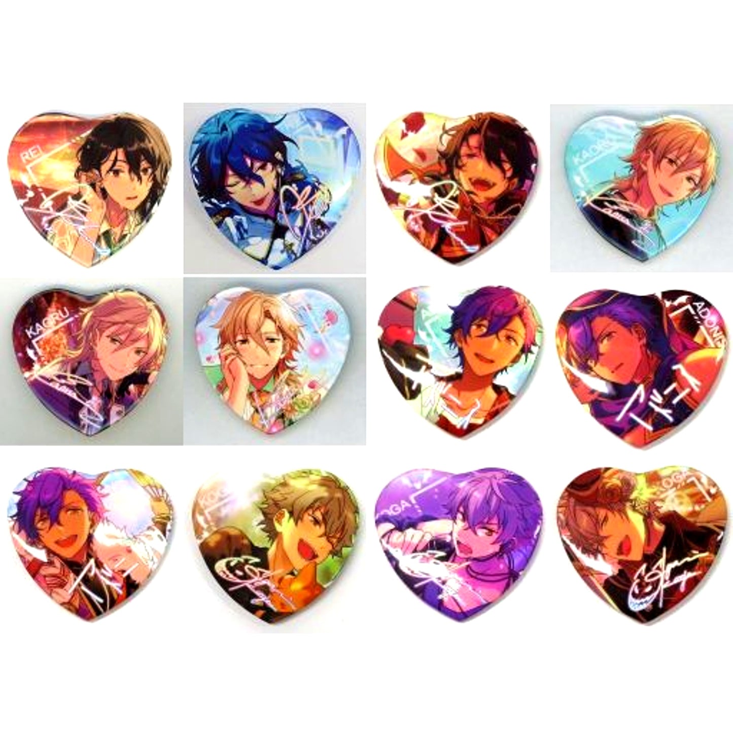 Set of 12 Ensemble Stars! Desire Hologram Heart Badge UNDEAD China Limited [USED]