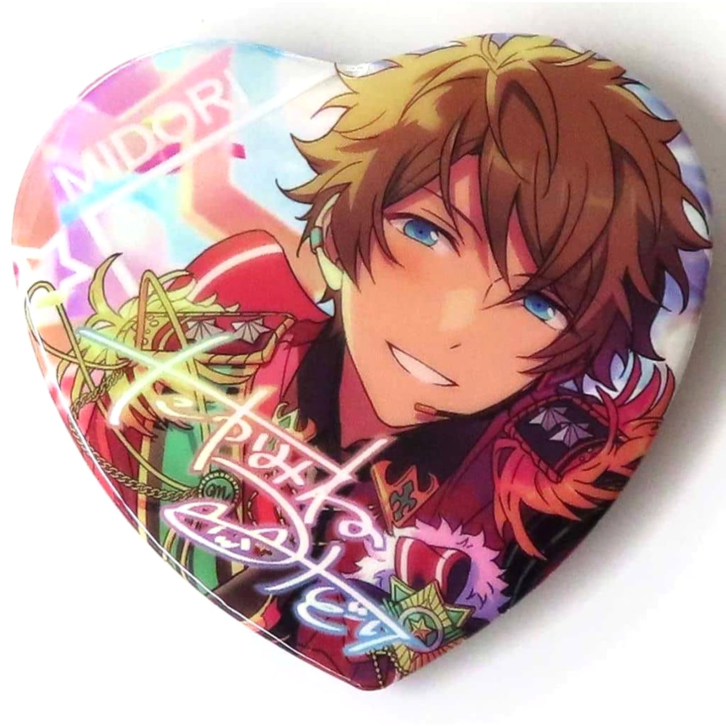 Ensemble Stars! Midori Takamine Life Size Gift Bloomed Desire Hologram Heart Can Badge Ryuseitai China Limited Buttons [USED]