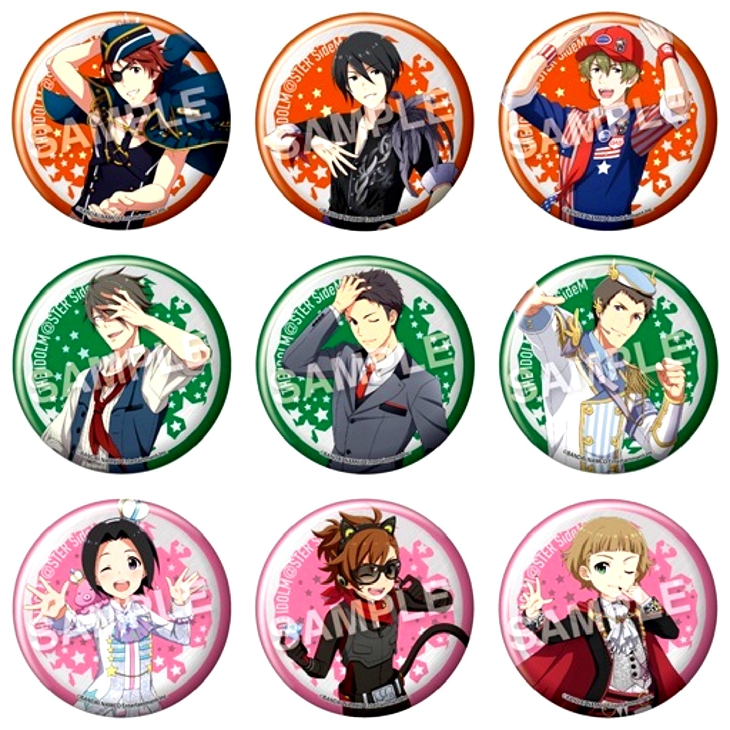 Set of 9 The Idolmaster SideM Metal Tin Badge DRAMATIC STARS / FRAME / Mofumofuen [USED]